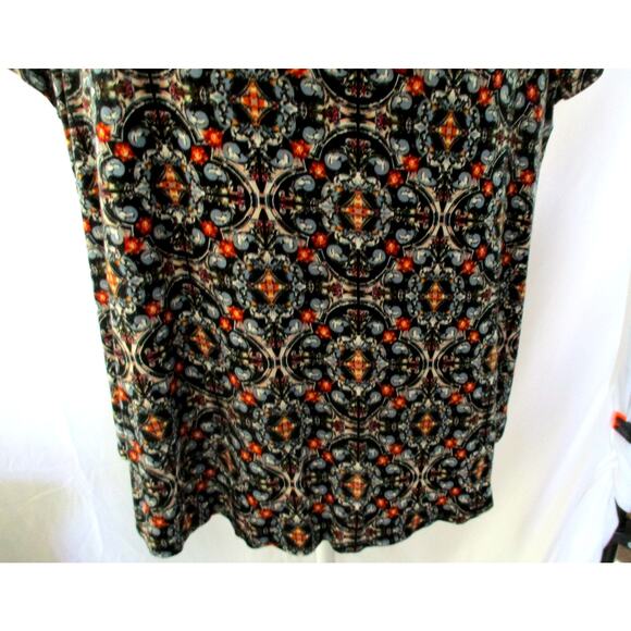 Philosophy Women's Plus Black Print Short Sleeve Stretch Shirt Size 1X - Picture 3 of 8